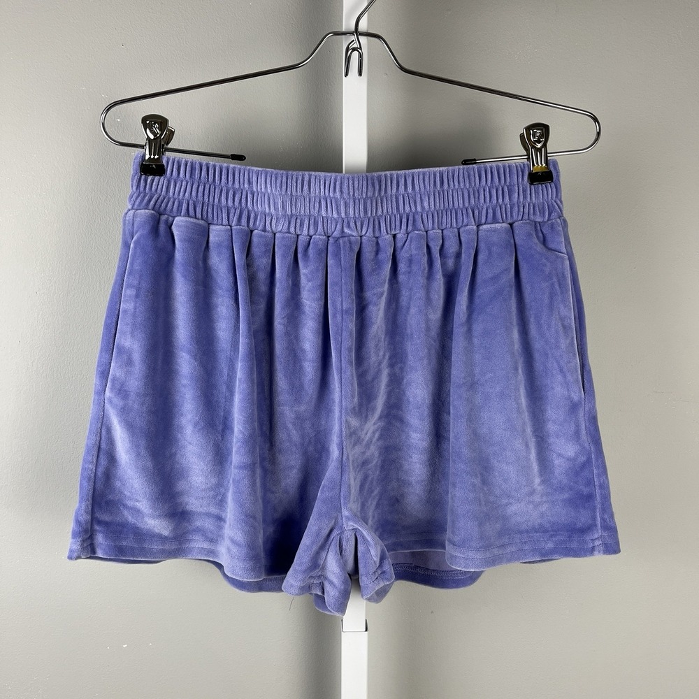 Pretty Garbage Shorts Womens Large Lavender Purple Velour‎ Pull-On Soft